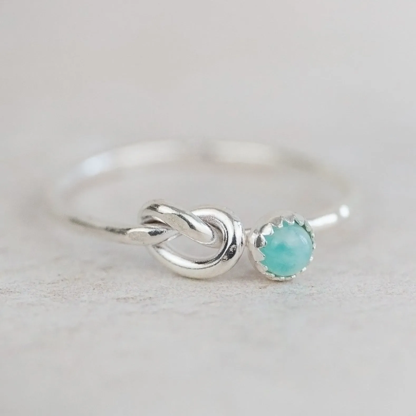 Sterling Silver Love Knot Ring with Birthstones
