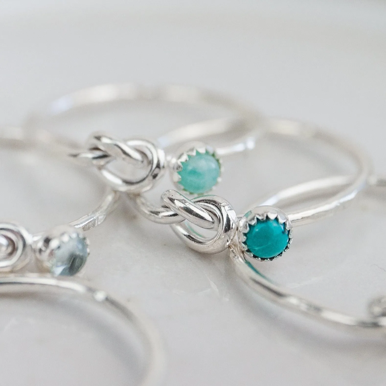 Sterling Silver Love Knot Ring with Birthstones