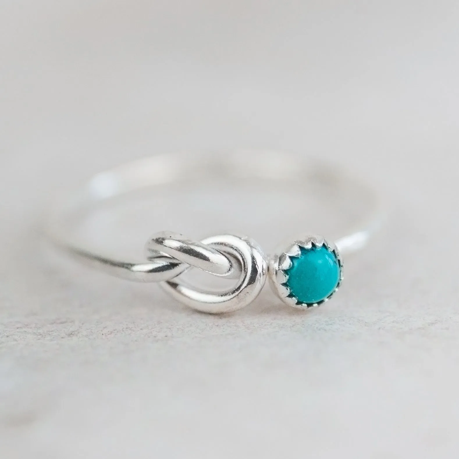Sterling Silver Love Knot Ring with Birthstones
