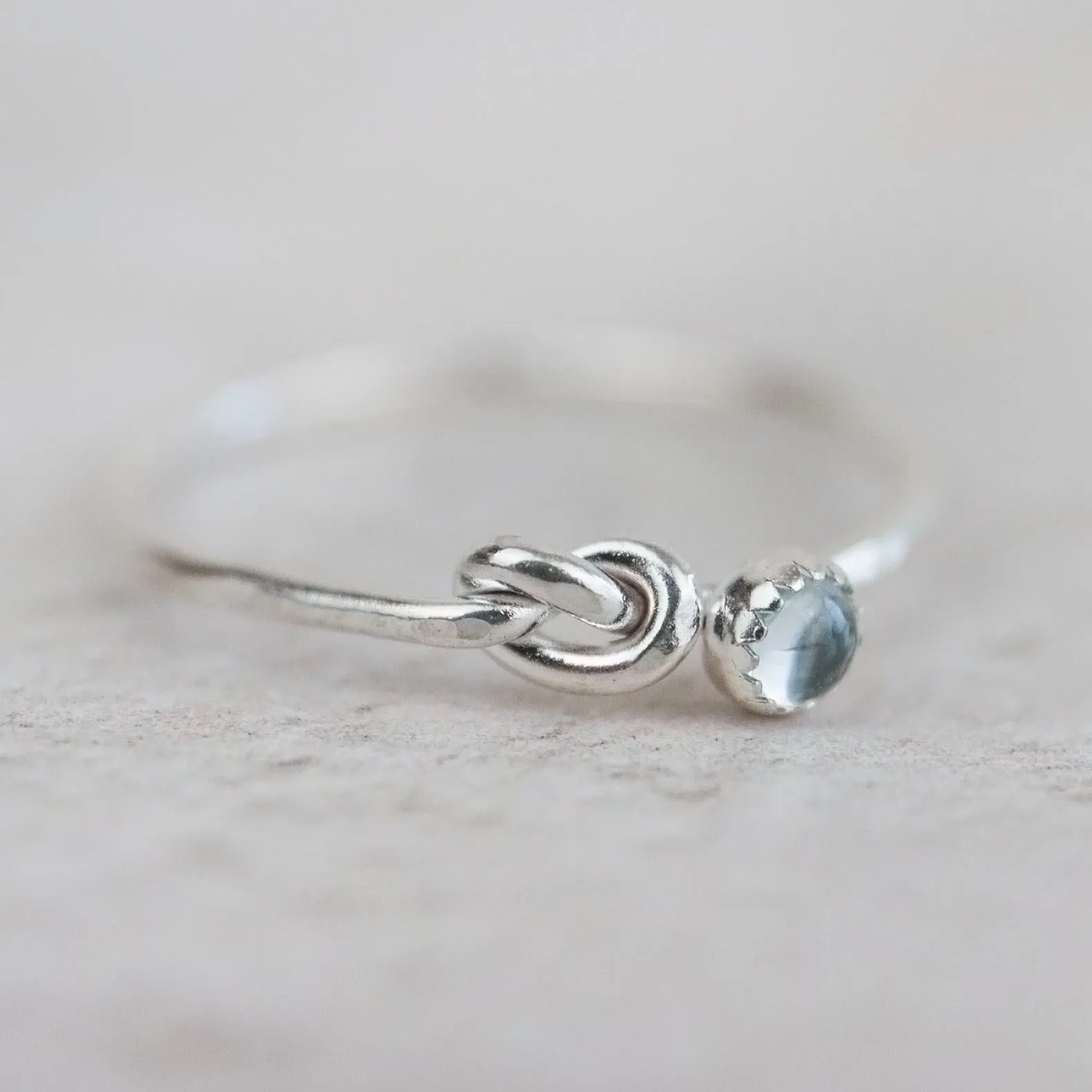 Sterling Silver Love Knot Ring with Birthstones