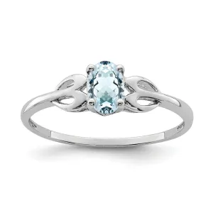 Sterling Silver Oval Genuine Aquamarine Heart Birthstone Ring