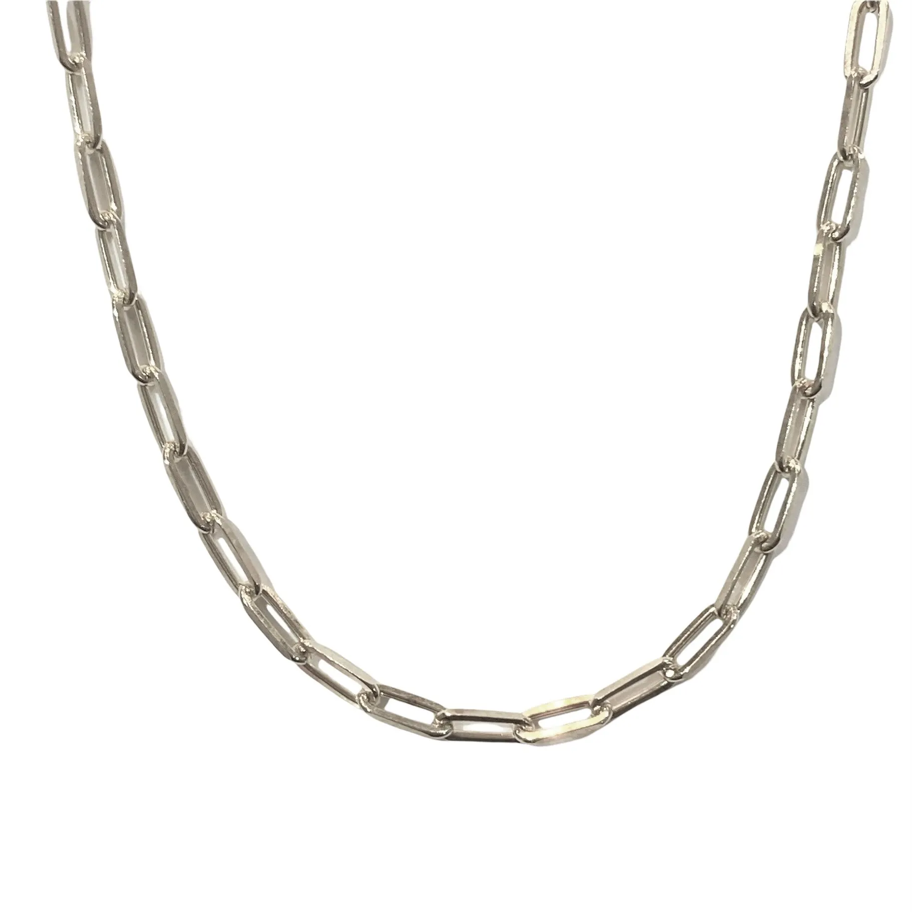 Sterling Silver Paperclip Link Chain 12.5” Choker Necklace