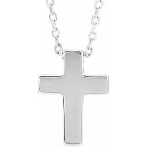 Sterling Silver Petite Cross 16-18" Necklace