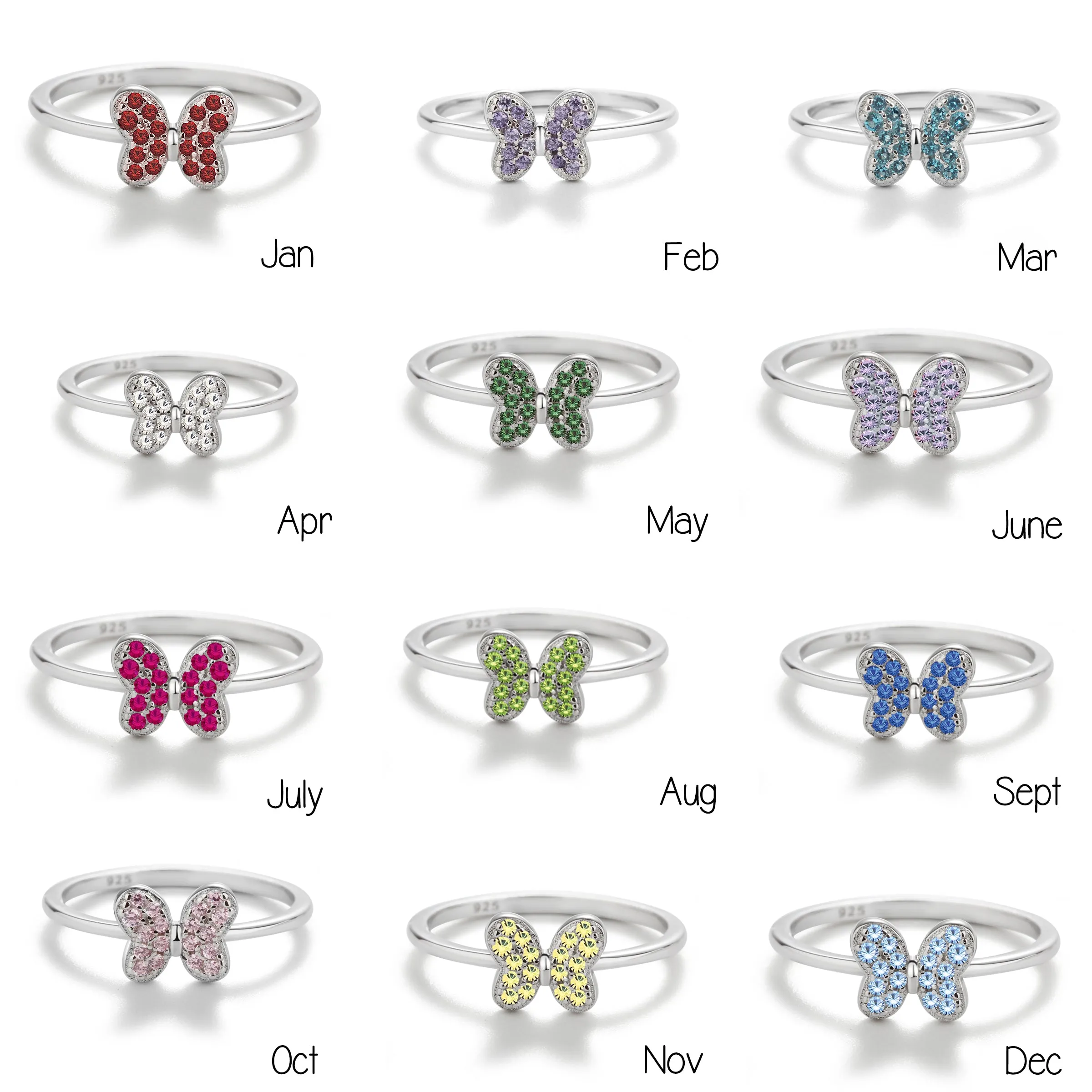 Sterling Silver Pink Butterfly Ring with CZs for Kids