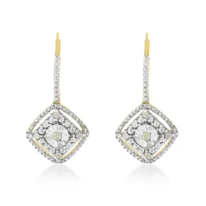 Sterling Silver Rose Diamond Dangle Earring (0.25 cttw, I-J Color, I2-I3 Clarity)