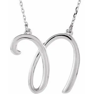 Sterling Silver Script Initial A 16" Necklace