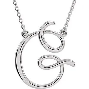Sterling Silver Script Initial A 16" Necklace