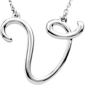 Sterling Silver Script Initial A 16" Necklace