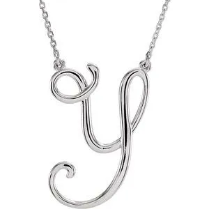 Sterling Silver Script Initial A 16" Necklace