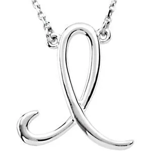 Sterling Silver Script Initial A 16" Necklace