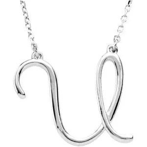 Sterling Silver Script Initial A 16" Necklace