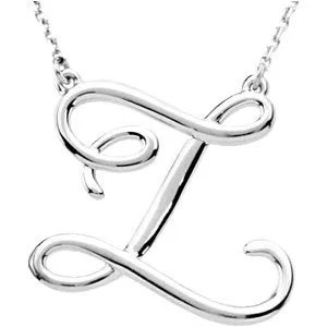 Sterling Silver Script Initial A 16" Necklace
