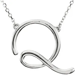 Sterling Silver Script Initial A 16" Necklace