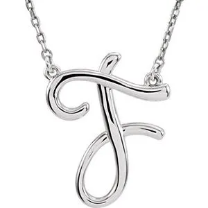 Sterling Silver Script Initial A 16" Necklace