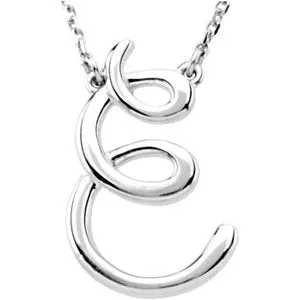 Sterling Silver Script Initial A 16" Necklace