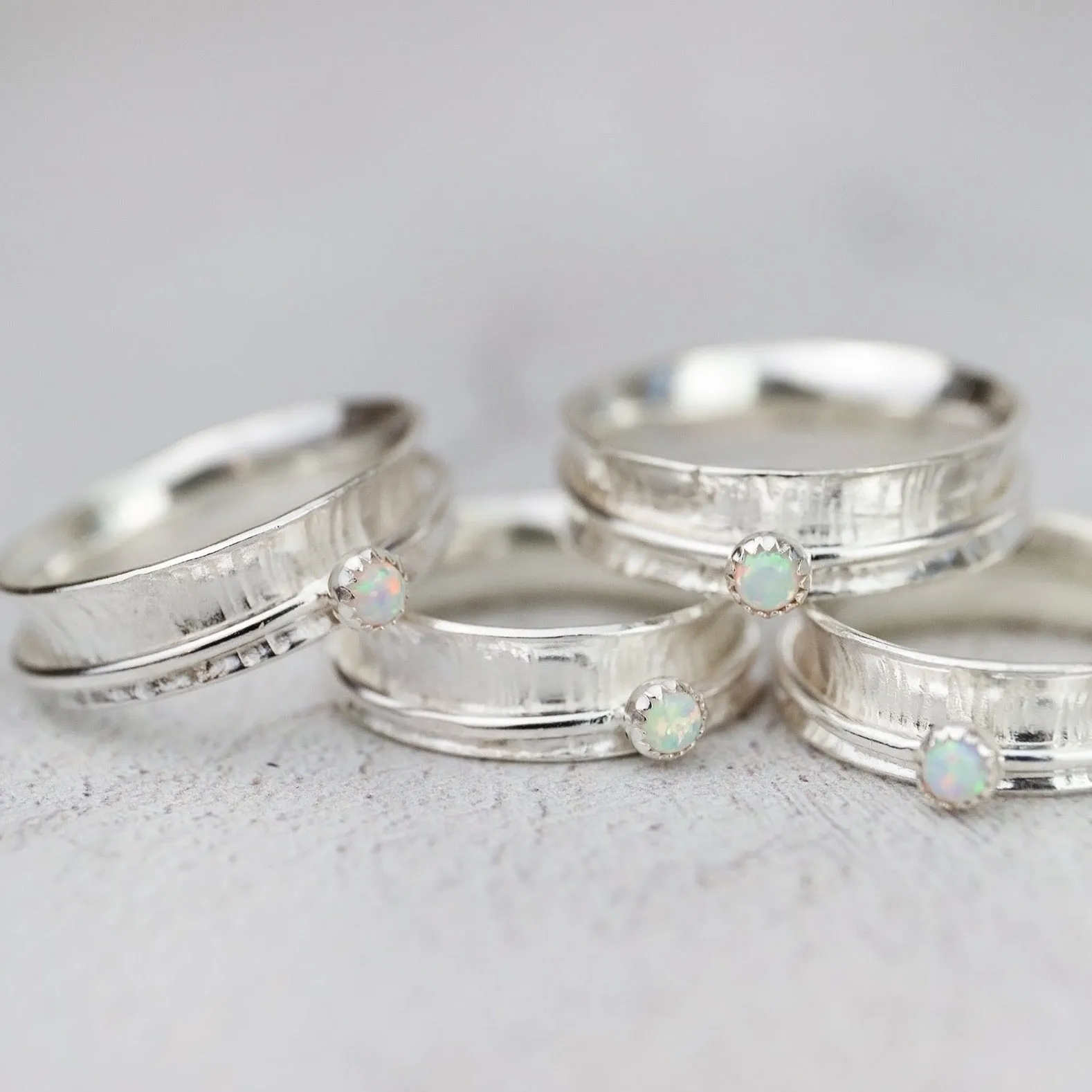 Sterling Silver Semi Precious Birthstone Spinner Ring