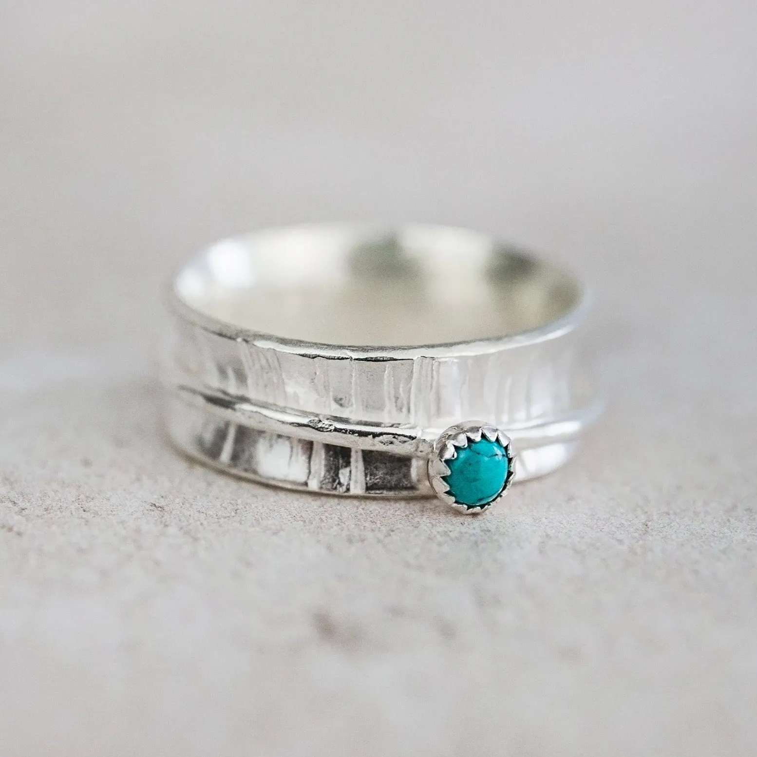Sterling Silver Semi Precious Birthstone Spinner Ring