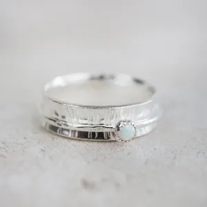 Sterling Silver Semi Precious Birthstone Spinner Ring
