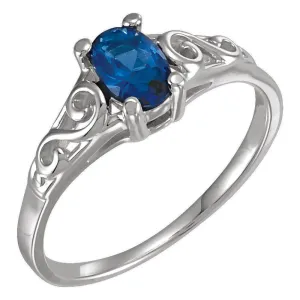 Sterling Silver September Imitation Birthstone Ring , Size 5