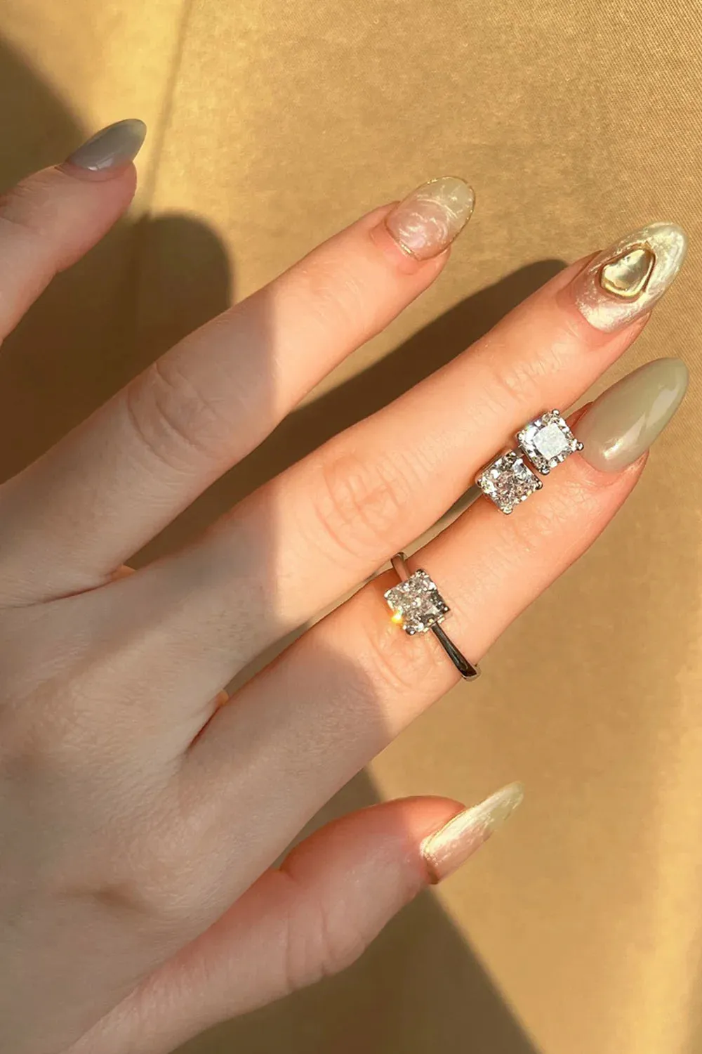 Sterling Silver Simple Square Zircon Ring