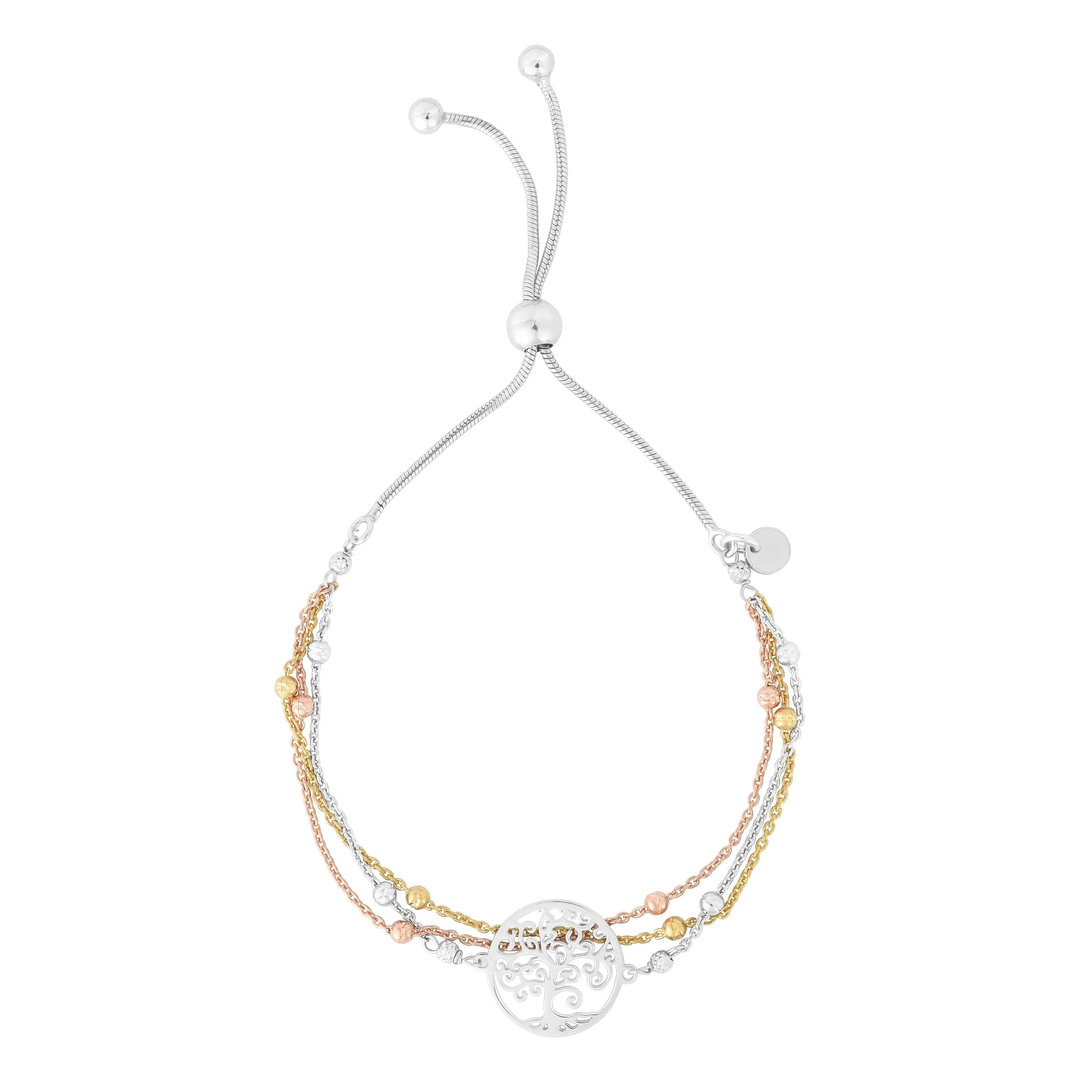 Sterling Silver Tree of Life Friendship Adjustable Bolo Bracelet