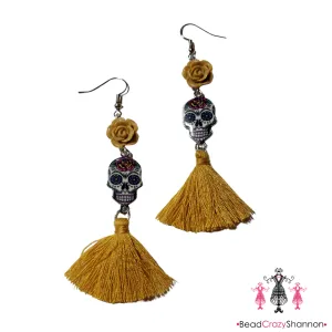 Sugar Skulls Tassel Earrings [with flower]