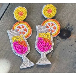 Sunrise Mimosa Seed Beaded Dangle Earrings