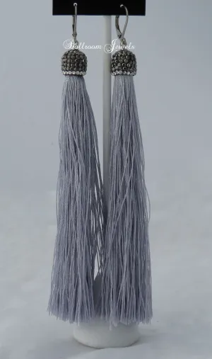 Tassel drop earrings in grey