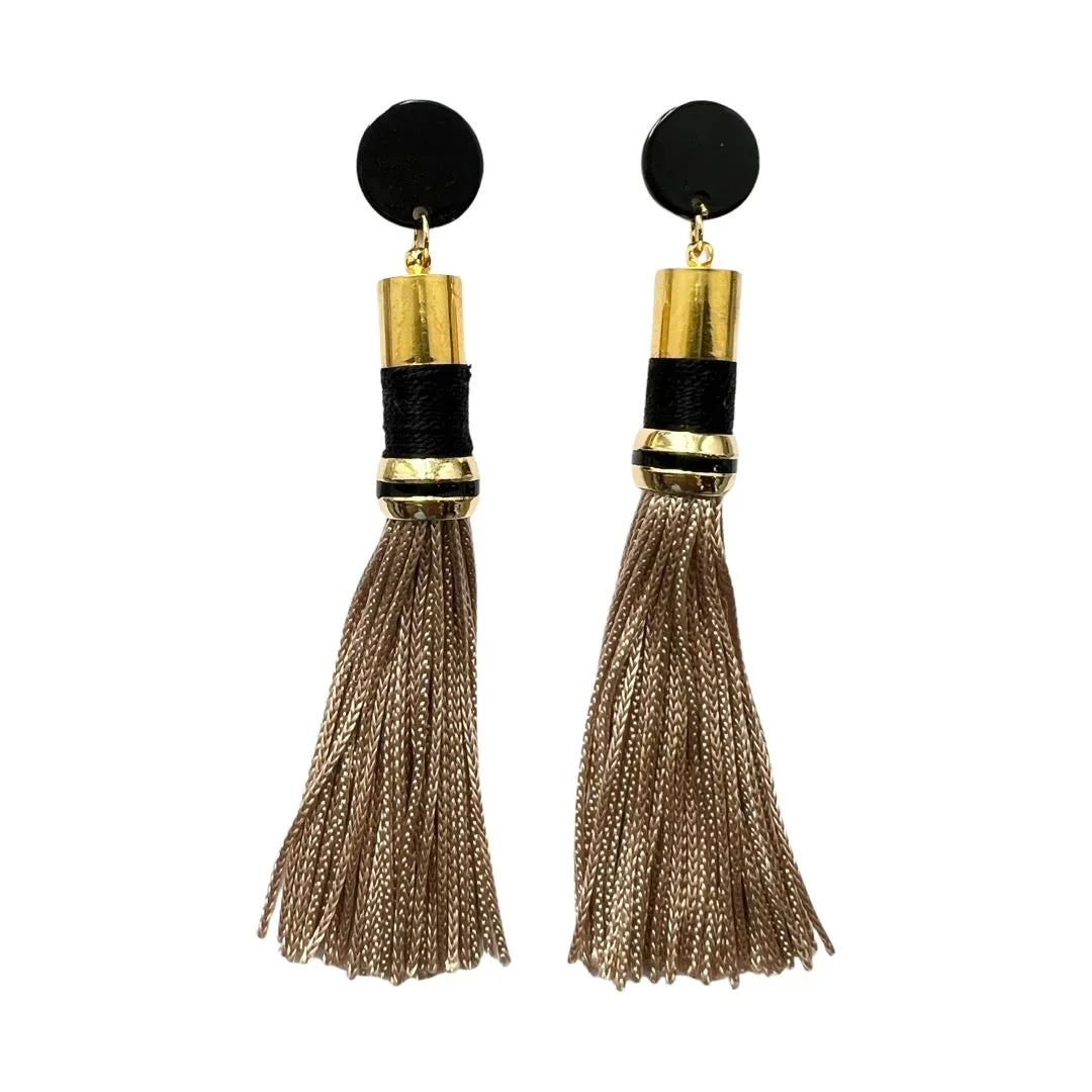 Tassel Earrings Black/Tan