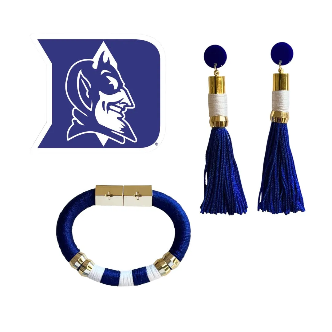 Tassel Earrings Royal Blue/White