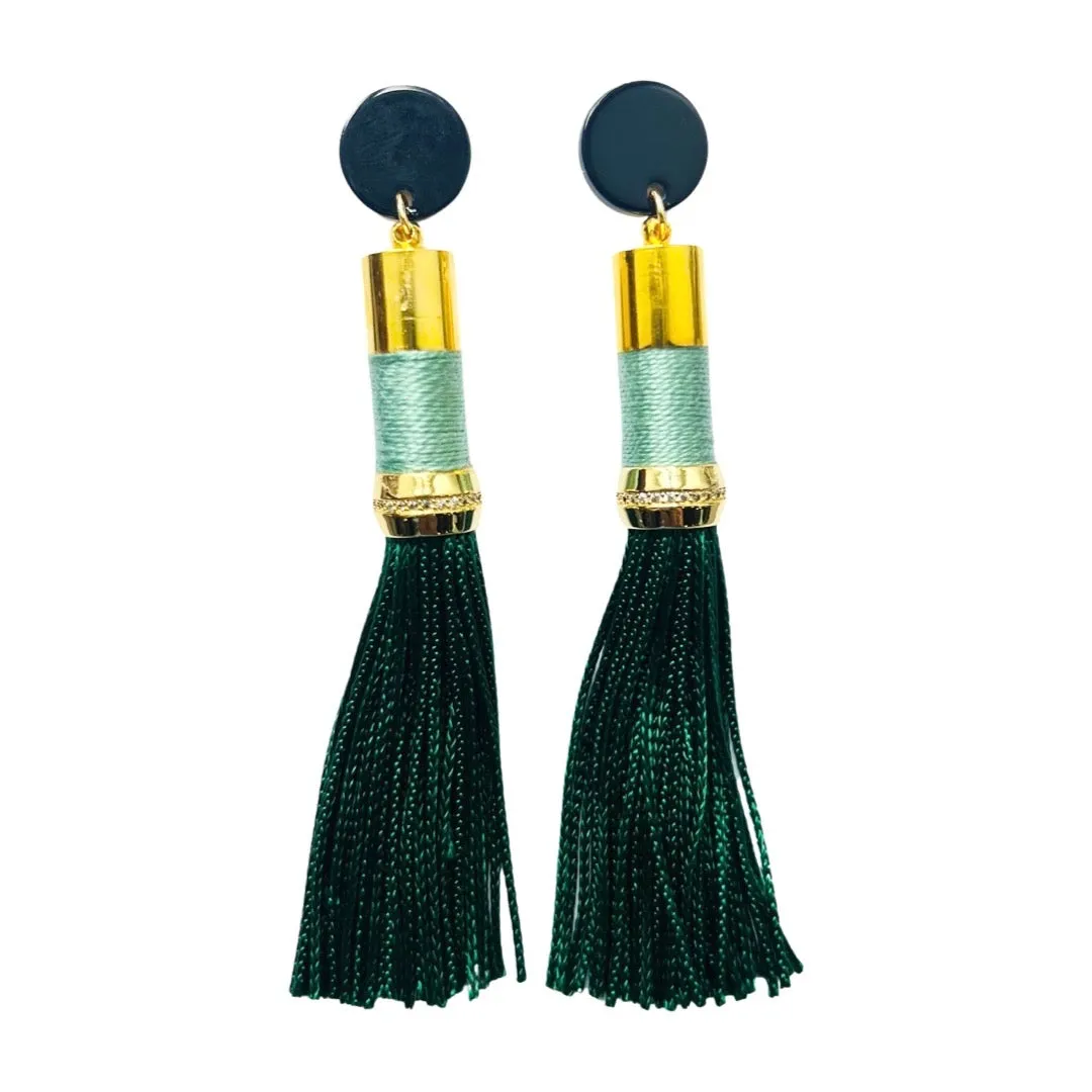 Tassel Earrings Seafoam/Forest