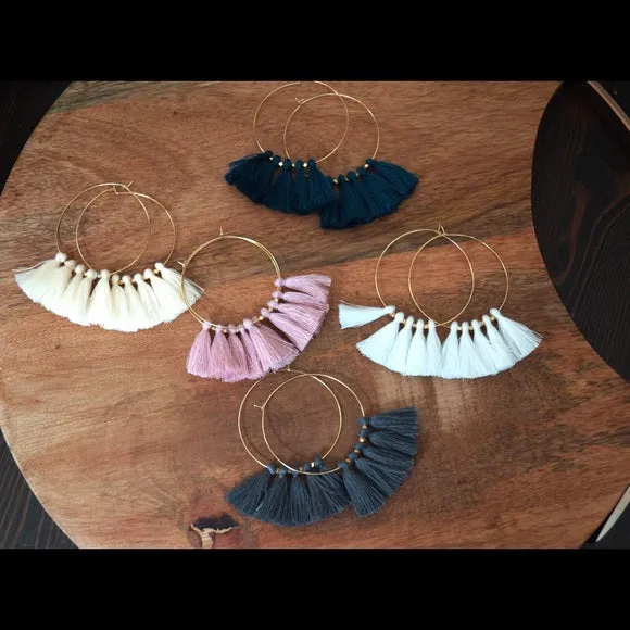 TASSEL HOOP EARRINGS