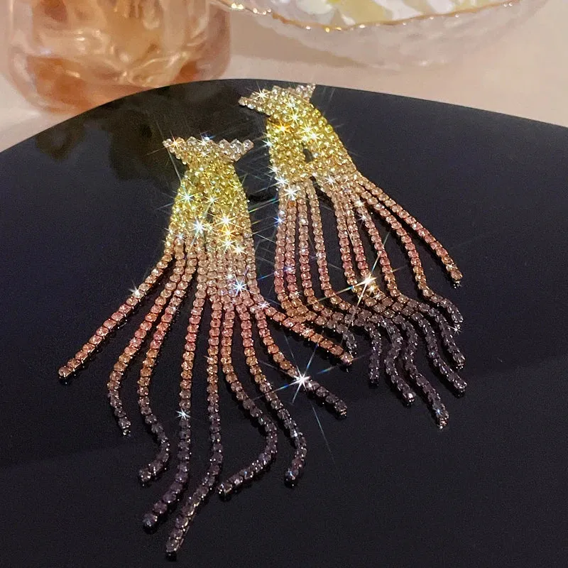 Tassel Rhinestone Drop Earrings