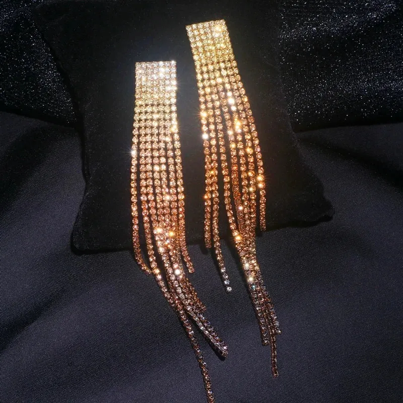 Tassel Rhinestone Drop Earrings