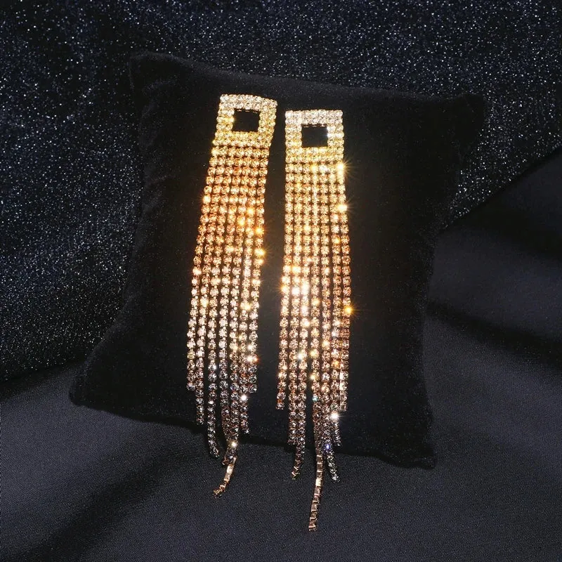 Tassel Rhinestone Drop Earrings