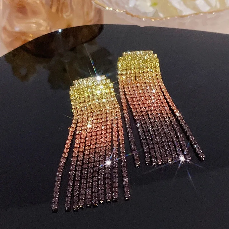 Tassel Rhinestone Drop Earrings