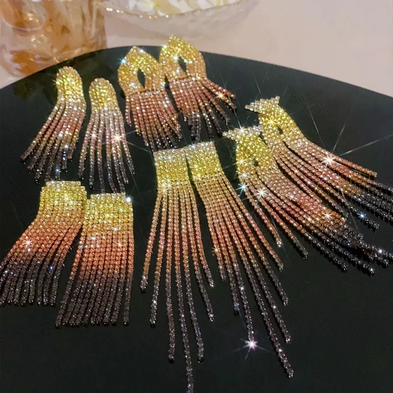 Tassel Rhinestone Drop Earrings