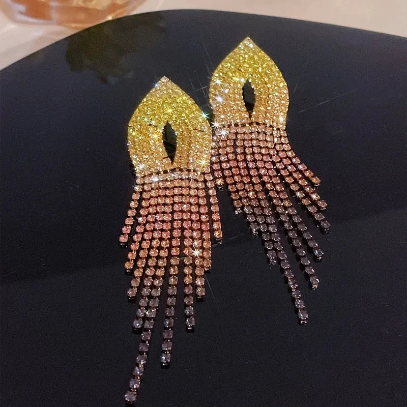 Tassel Rhinestone Drop Earrings