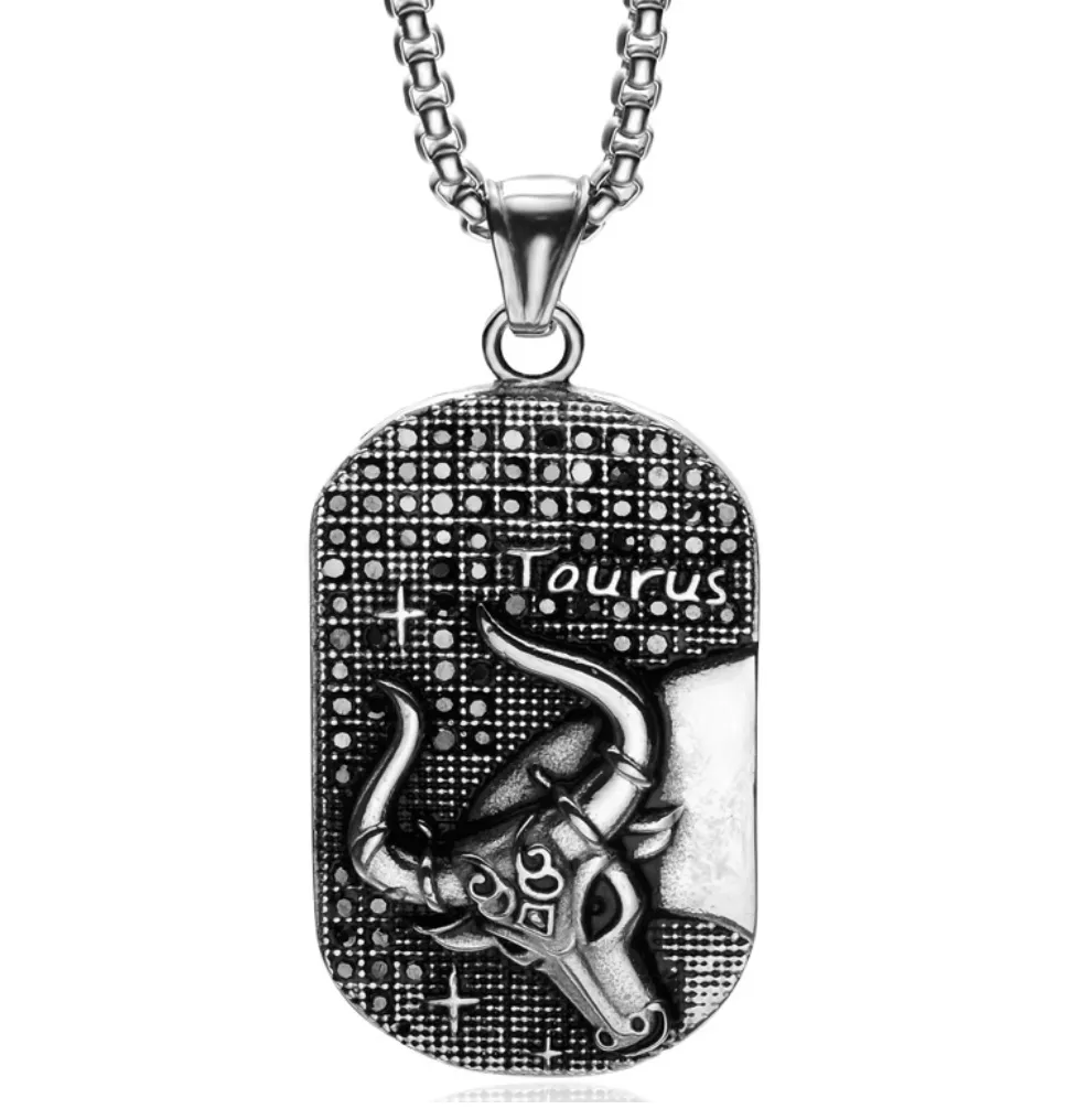 Taurus 3D dog tag necklaces