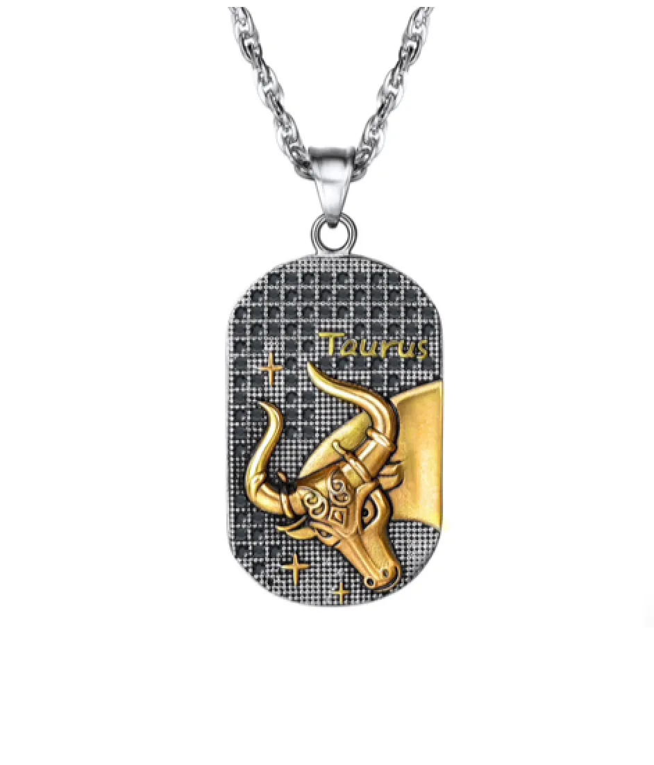 Taurus 3D dog tag necklaces