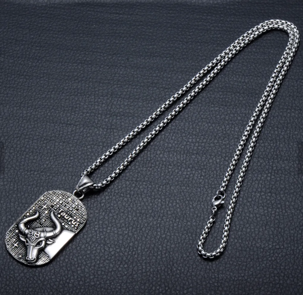 Taurus 3D dog tag necklaces