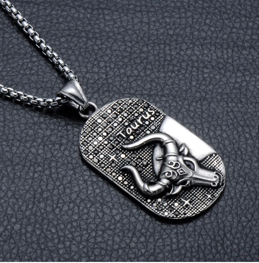 Taurus 3D dog tag necklaces