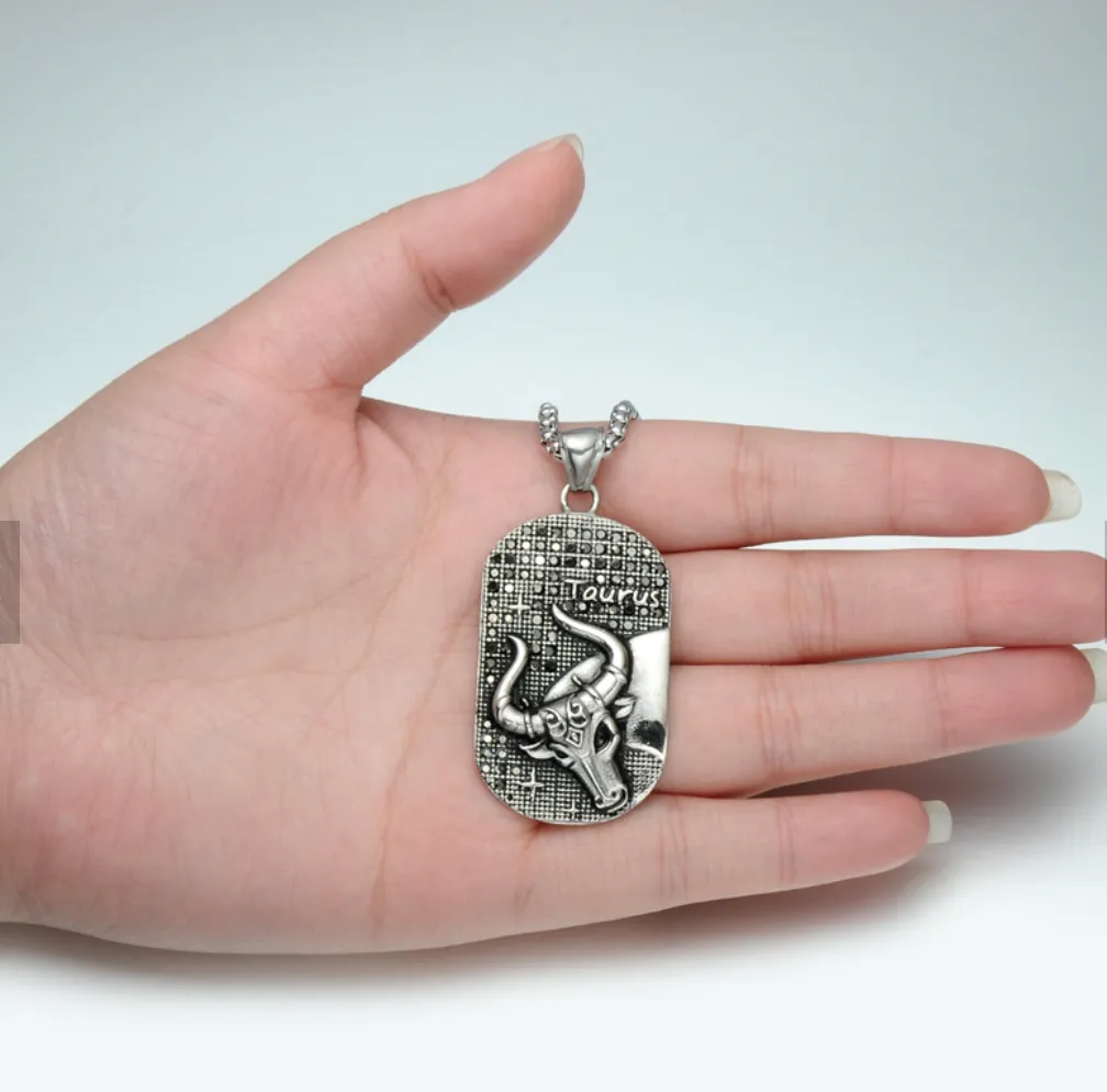 Taurus 3D dog tag necklaces