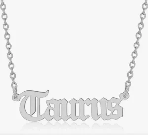 Taurus Silver Zodiac Necklace // Jovee