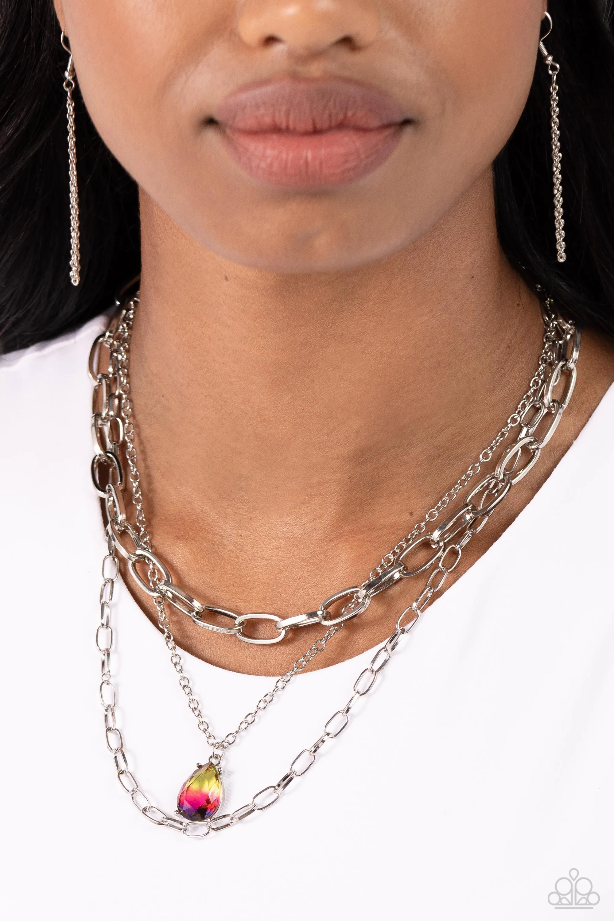 Teardrop Tiers - Multi - Ombre Teardrop Tiered Paparazzi Short Necklace