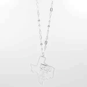 Texas Tech Map Necklace Silver T33