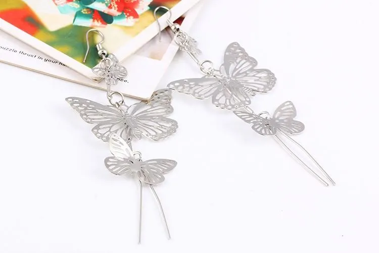 The Dancers -- Long Butterfly Dangle Earrings