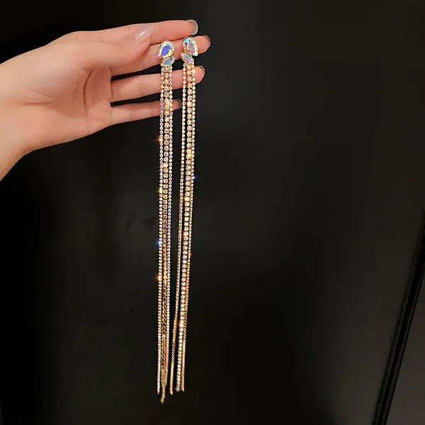 The Long Tassel Golden Drop Earrings - S925