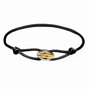 Three Ring Interlock Love Friendship Adjustable Rope Braided Bracelet
