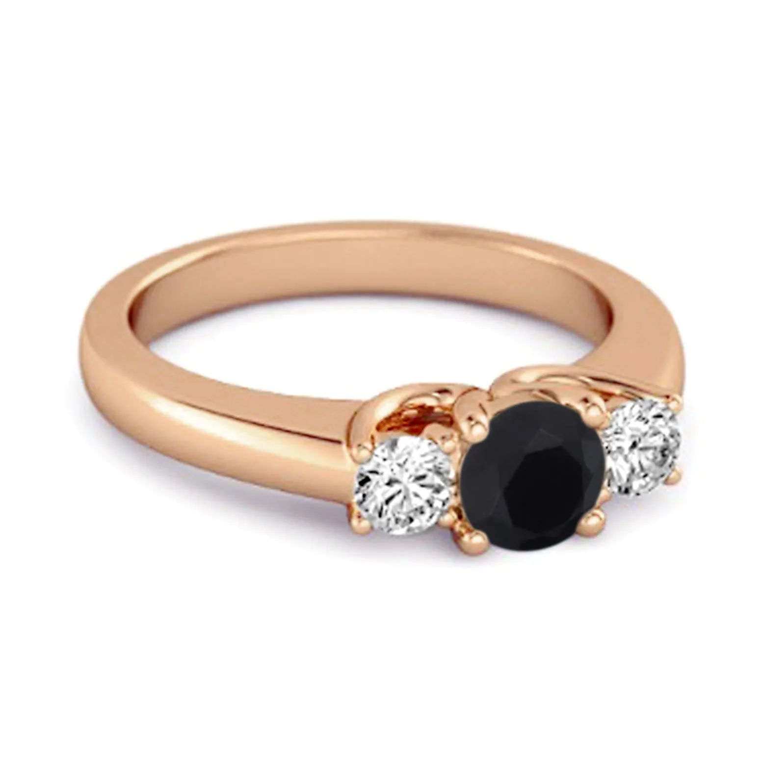 Three Stone 0.10 Ctw Black Spinel 925 Silver Engagement Ring